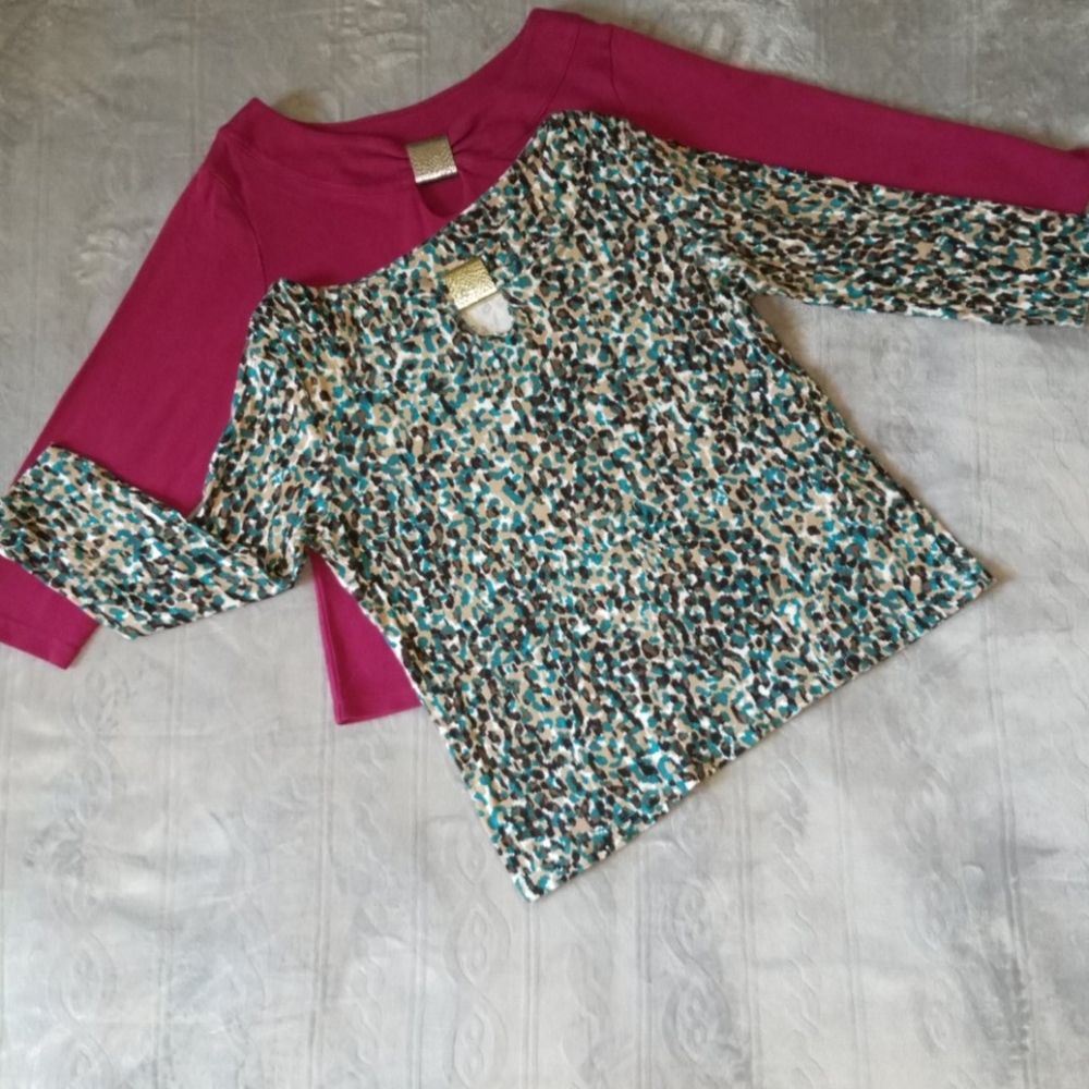 BOGO OFFER!!- Leopard and teal top. PLUS PURPLE!